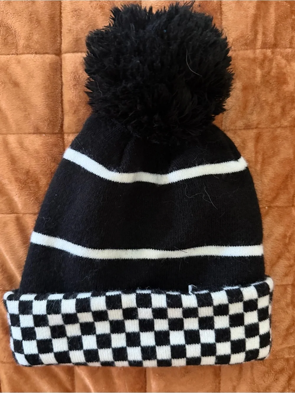 Vans Black and White Checker Pom Beanie